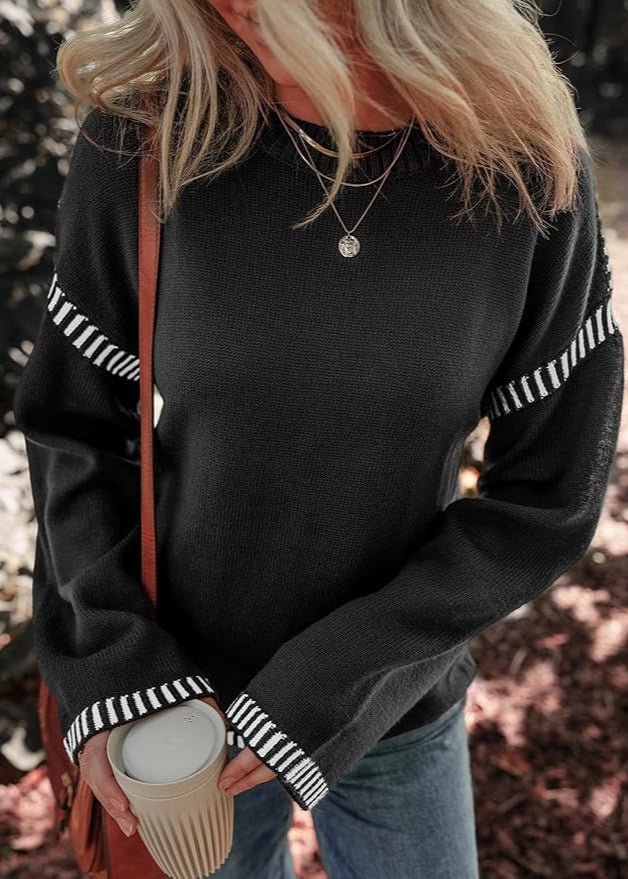 MARISA | CHIC CONTRAST SWEATER WITH TUMMY COVERAGE