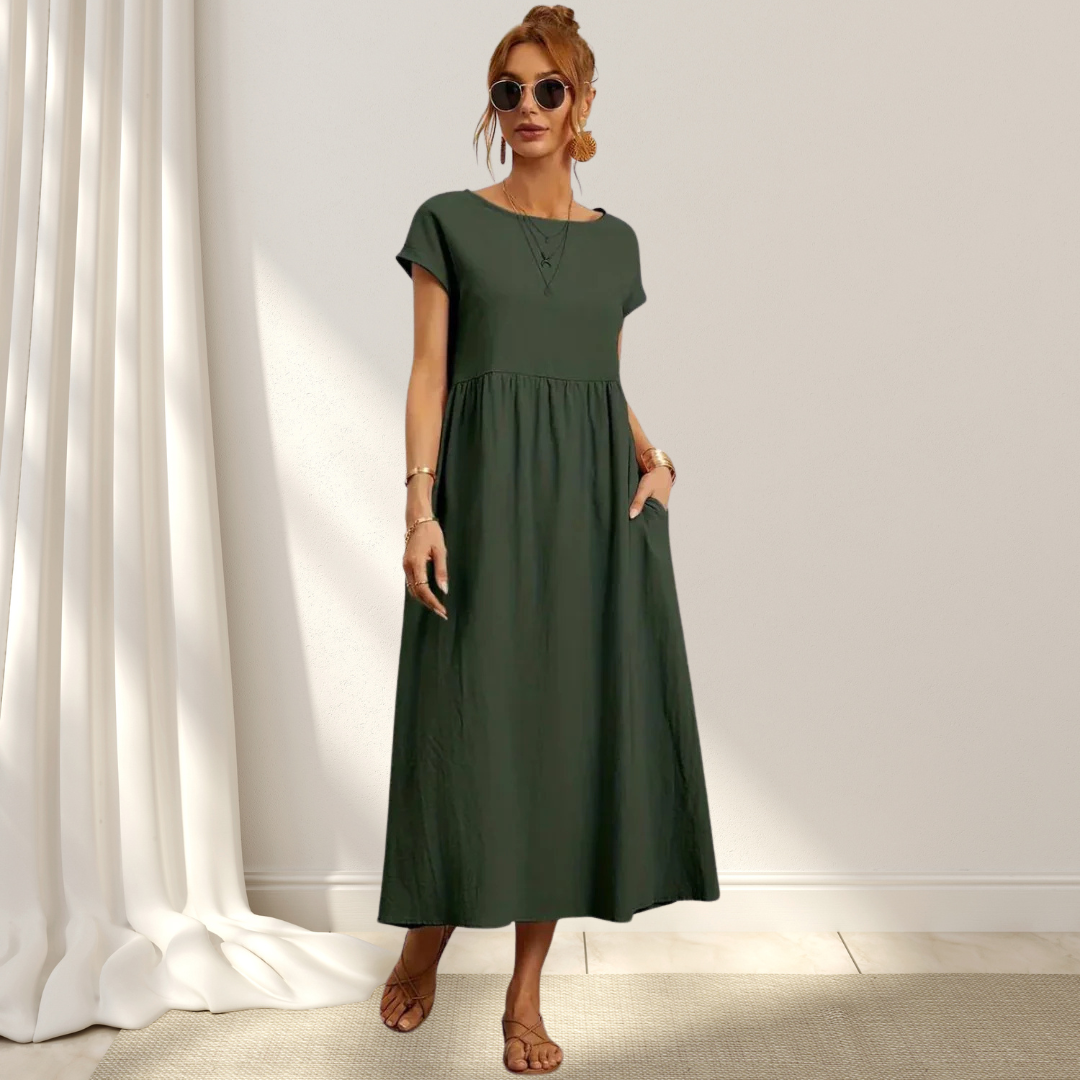 CHARLOTTE – LUXURIOUS COTTON-BLEND DRESS WITH TUMMY COVERAGE