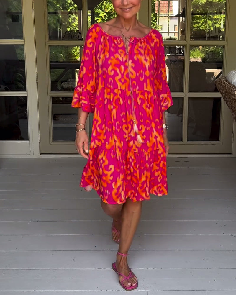 LIVIA – RELAXED-FIT MIDI DRESS WITH BELL SLEEVES & TUMMY COVERAGE