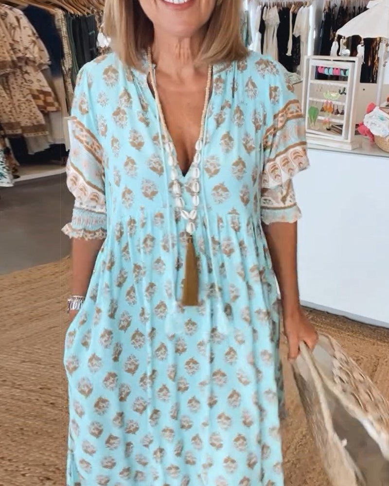 MARISE – CHIC FLORAL V-NECK DRESS