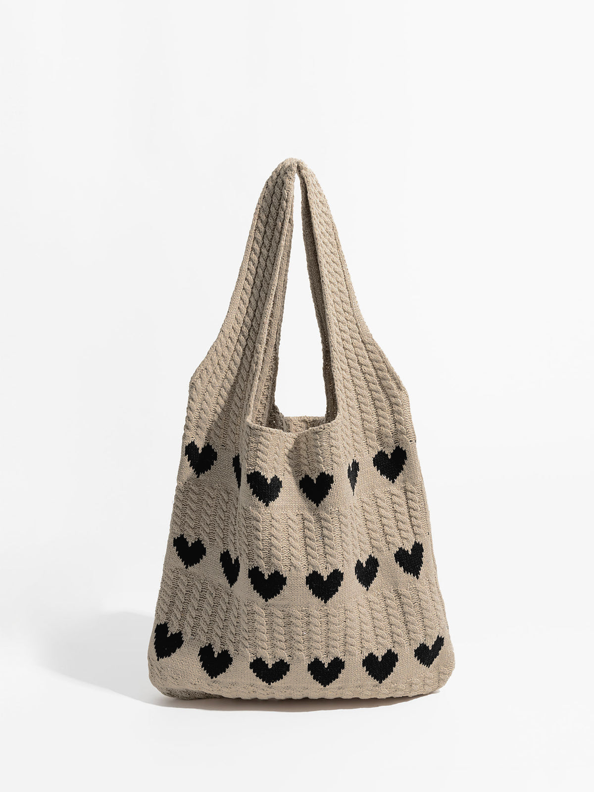 Ivy Heart Pattern Knit Shoulder Bag