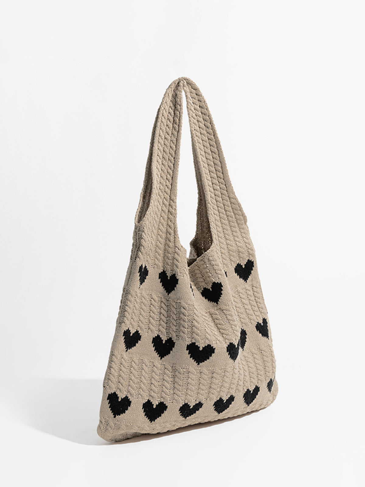 Ivy Heart Pattern Knit Shoulder Bag