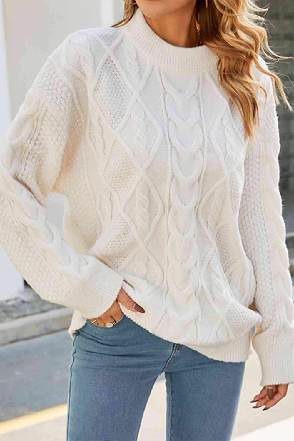 DOROTHY | OVERSIZED CABLE KNIT JUMPER WITH TUMMY COVERAGE