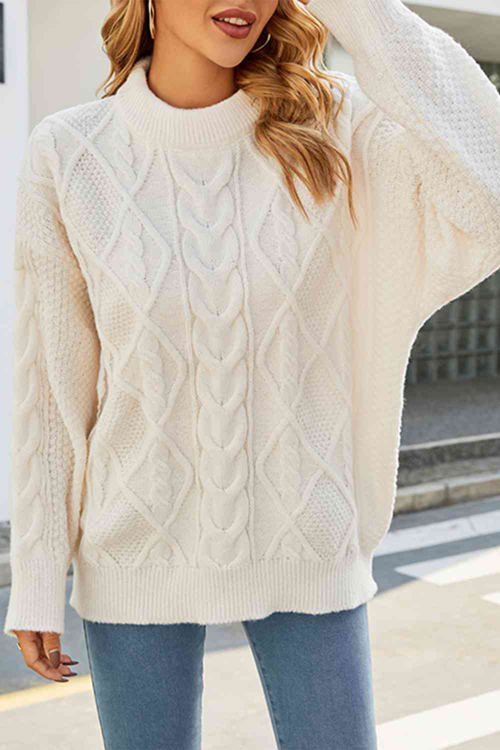 DOROTHY | OVERSIZED CABLE KNIT JUMPER WITH TUMMY COVERAGE
