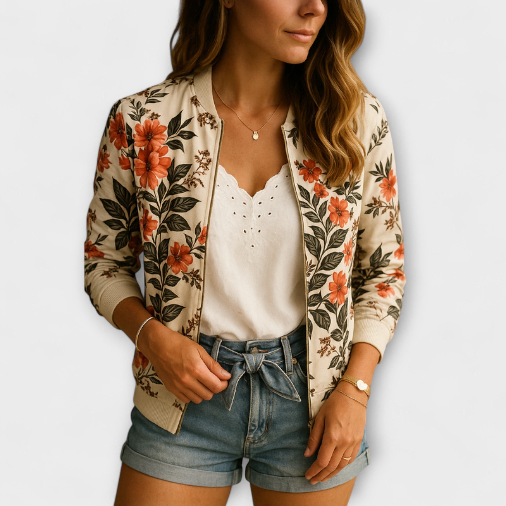 KAYLIN | STYLISH FLORAL BOMBER JACKET