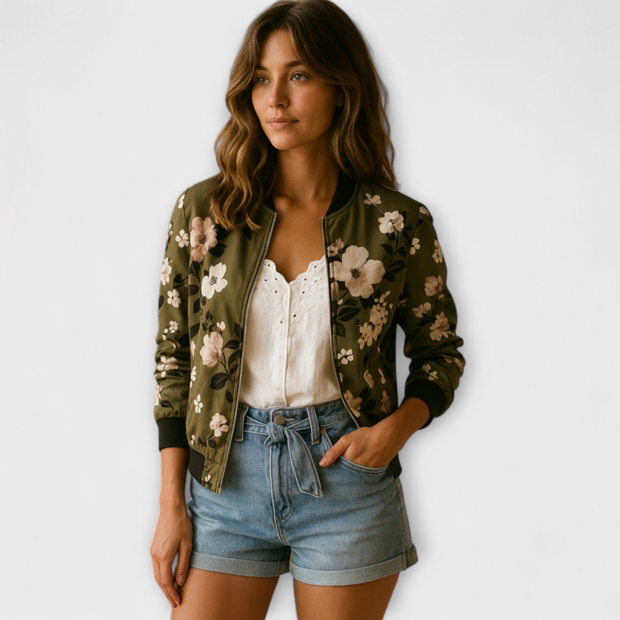 KAYLIN | STYLISH FLORAL BOMBER JACKET