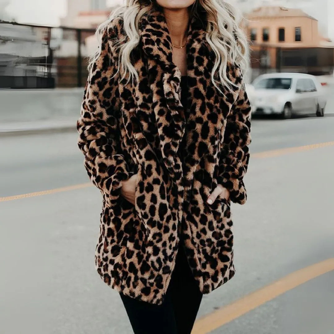 SASHA | LUXURY LEOPARD PRINT FAUX FUR COAT