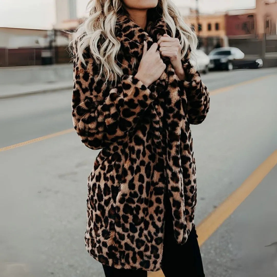SASHA | LUXURY LEOPARD PRINT FAUX FUR COAT