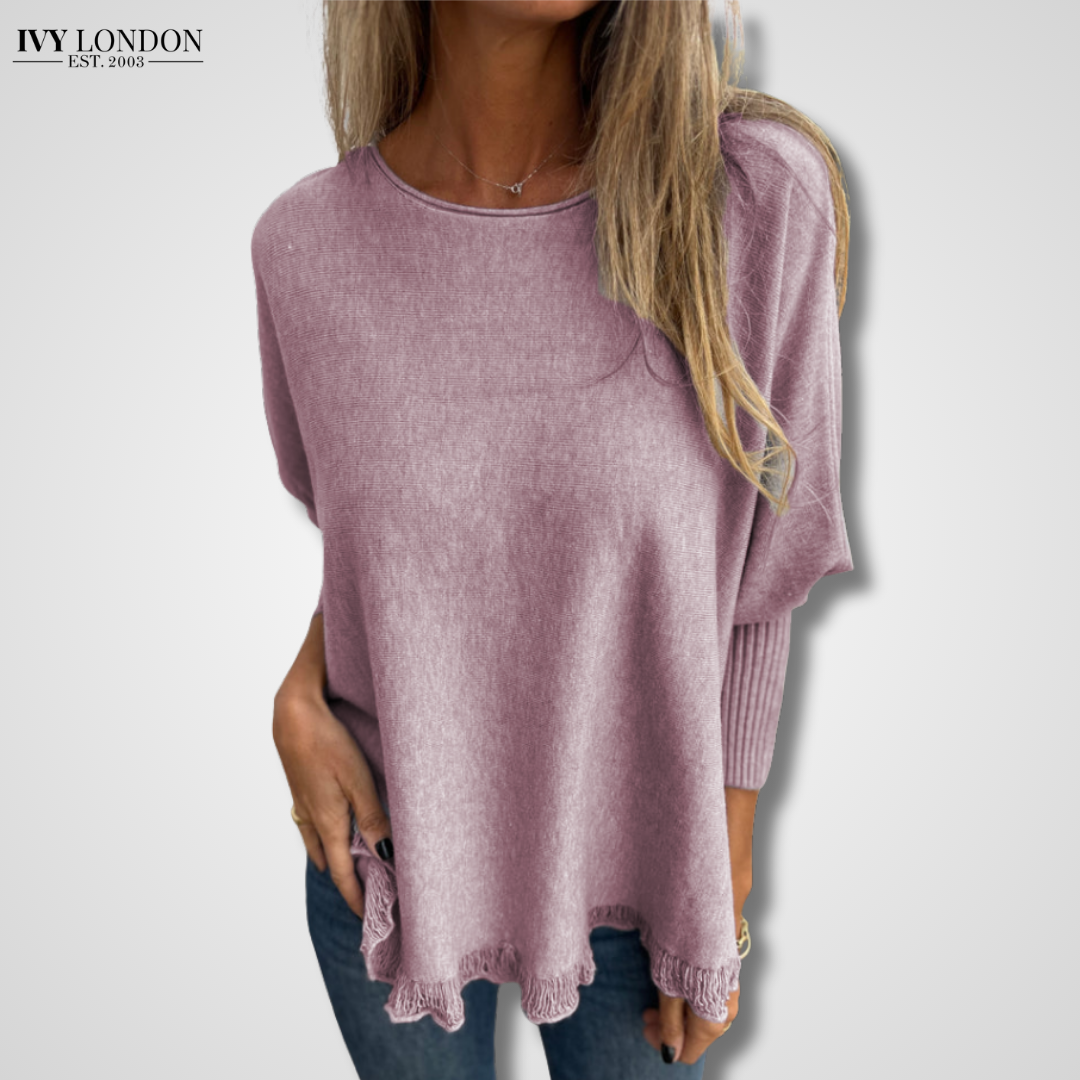 VICTORIANA | ELEGANT FRINGE HEM KNIT TOP