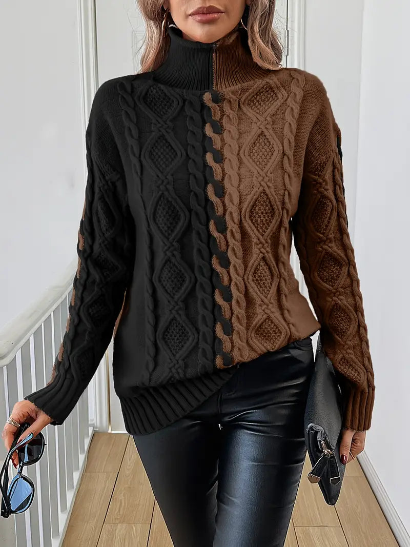 LISE | ELEGANT STRIPED TURTLENECK SWEATER
