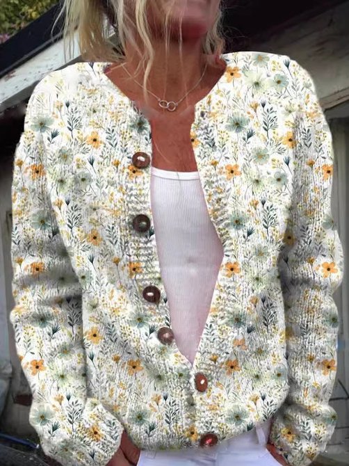 DORY | ELEGANT FLORAL CARDIGAN SWEATER WITH TUMMY COVERAGE