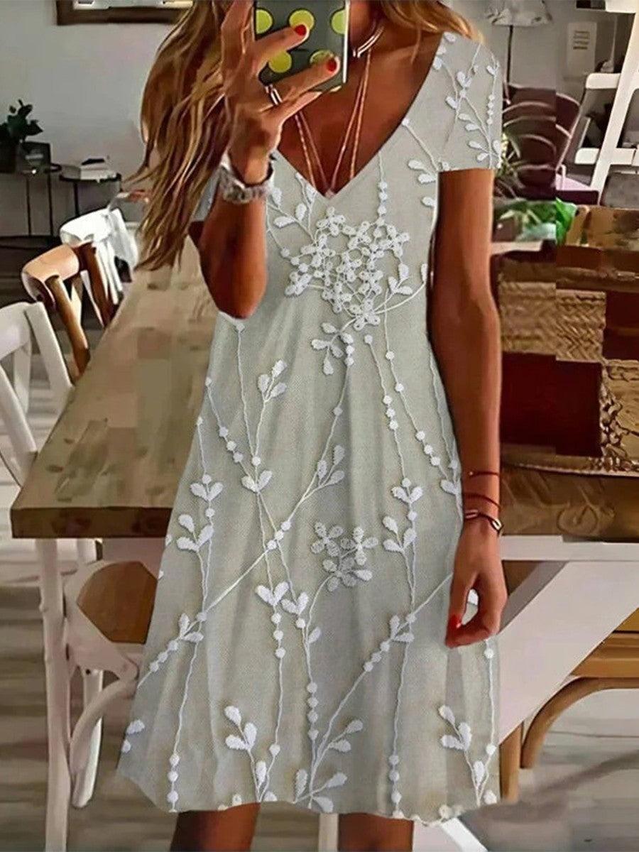 BRENDA - LEAF PRINT MINI DRESS