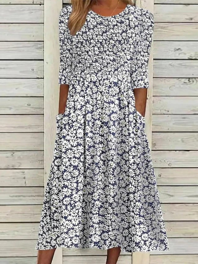 JOYCE - FLORAL MIDI DRESS WITH POCKETS