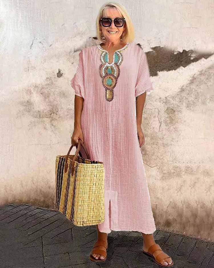 LEILA – EMBROIDERED BEAUTY DRESS WITH TUMMY COVERAGE