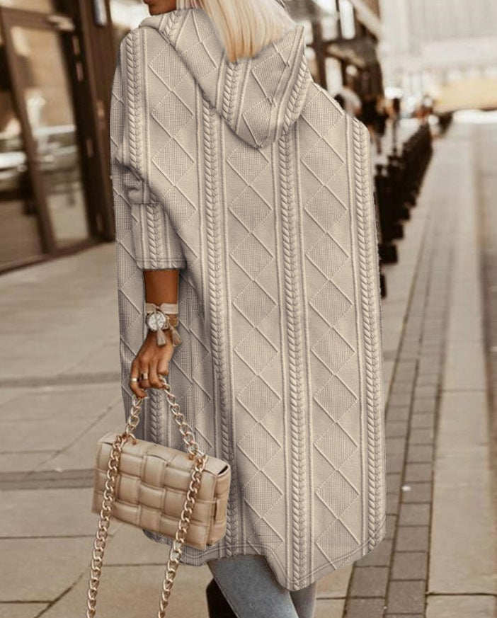 IRENA | LONG KNIT CARDIGAN WITH HOOD