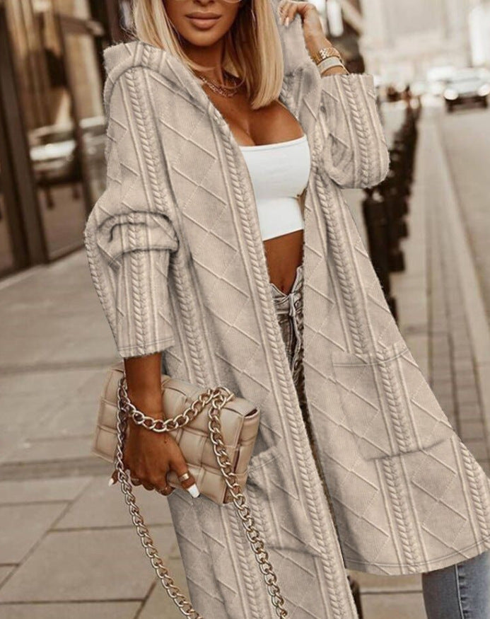 IRENA | LONG KNIT CARDIGAN WITH HOOD