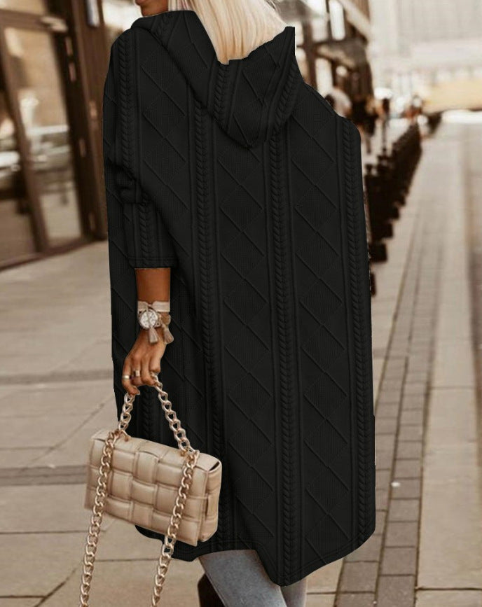 IRENA | LONG KNIT CARDIGAN WITH HOOD