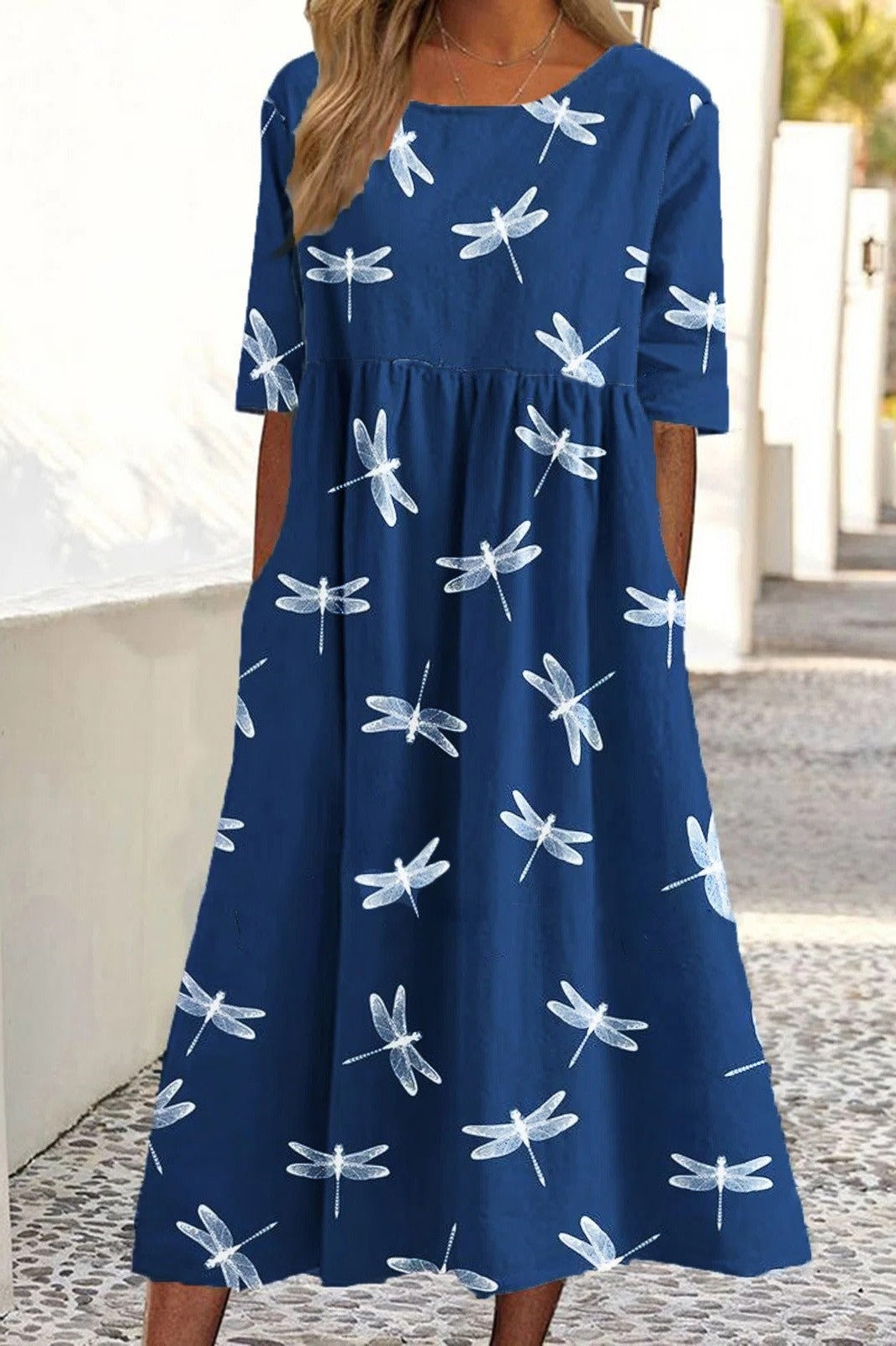 CASSANDRA - DRAGONFLY PRINT MIDI DRESS