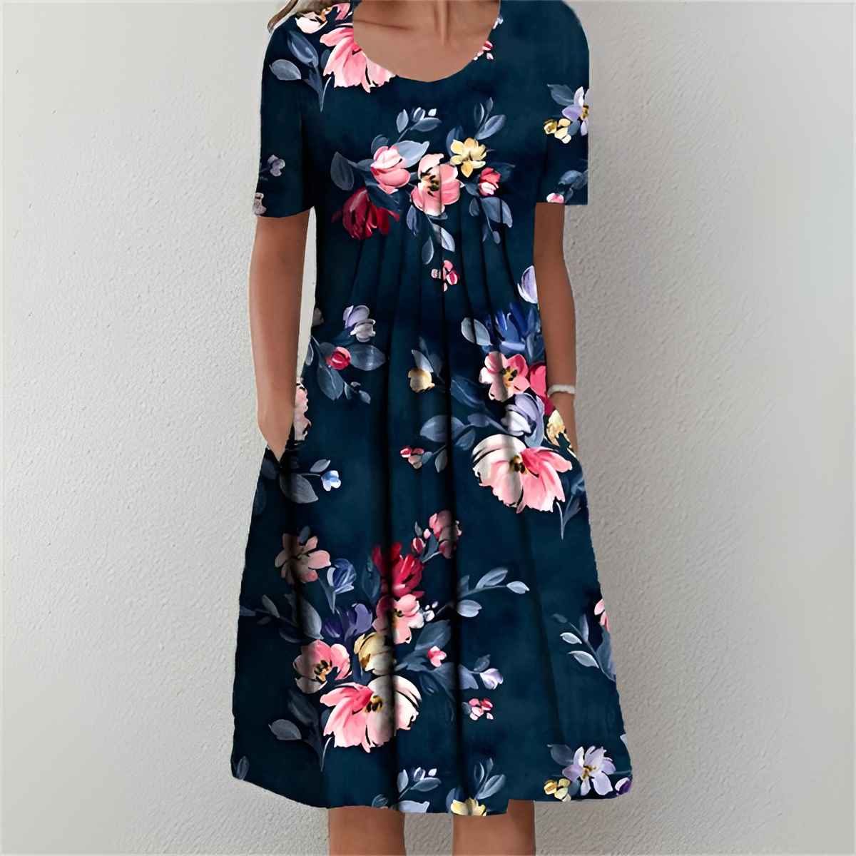 SERINA – ELEGANT RELAXED-FIT PRINTED DRESS