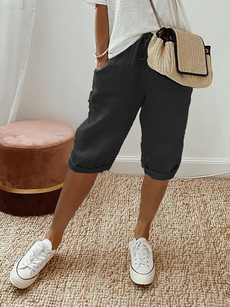 FRANCESCA – LIGHT COTTON-LINEN SHORTS