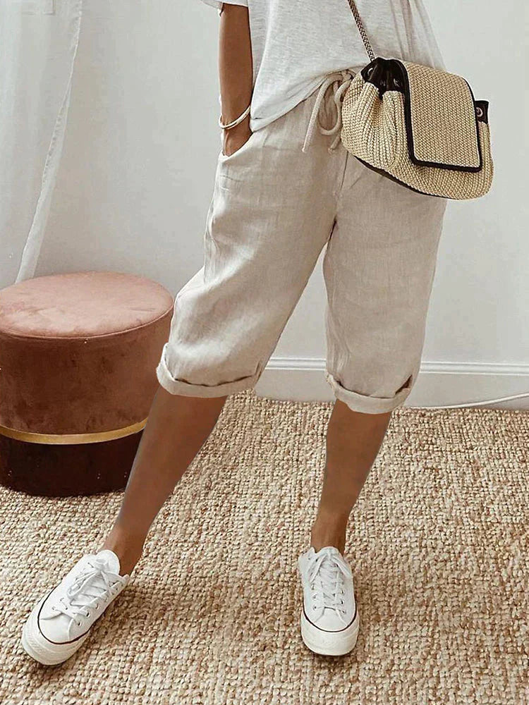 FRANCESCA – LIGHT COTTON-LINEN SHORTS