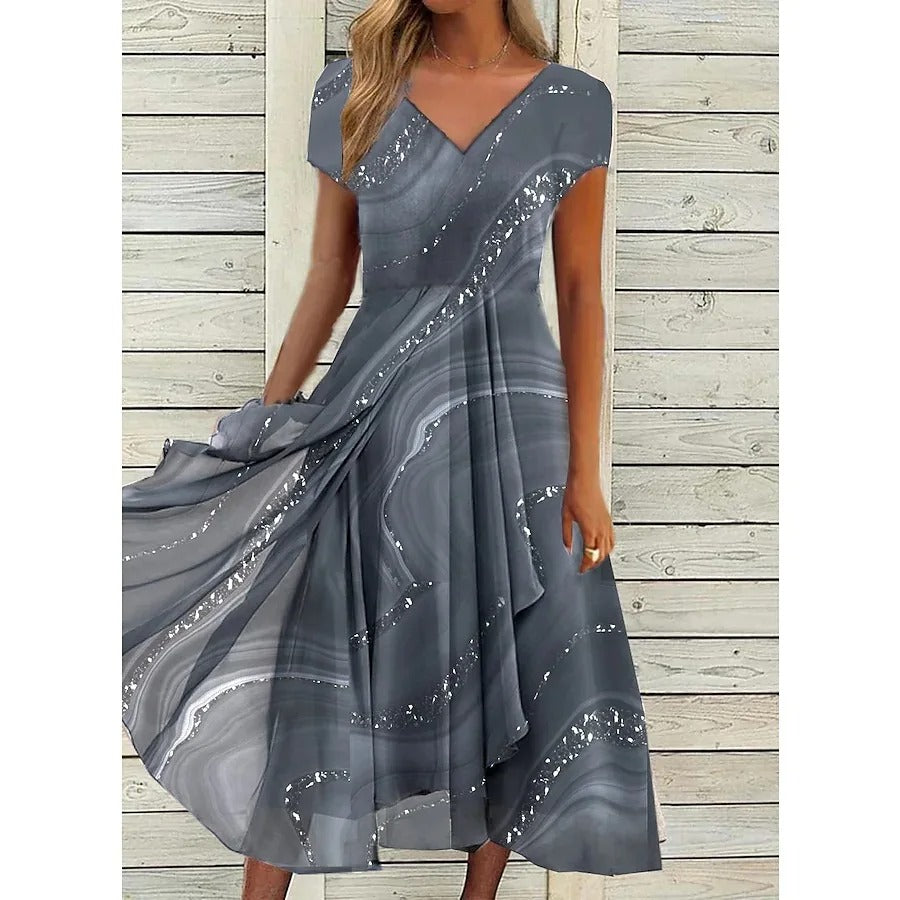 ISHA | ELEGANT V-NECK MIDI DRESS