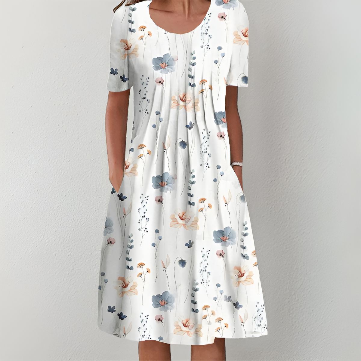 SERINA – ELEGANT RELAXED-FIT PRINTED DRESS